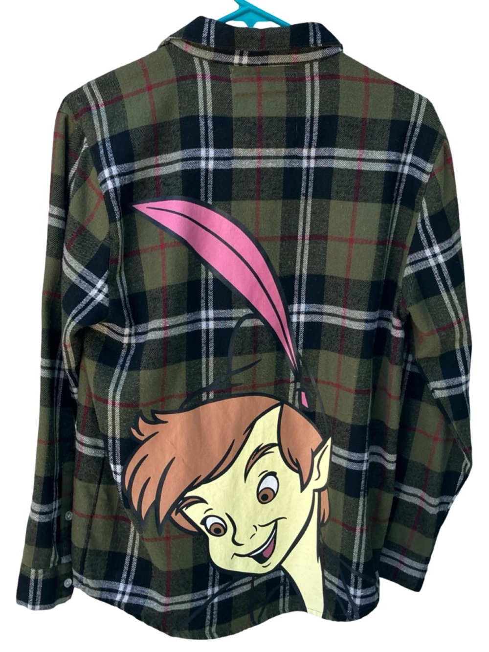 Cakeworthy x Disney Flannel Green Plaid Small Peter Pan Embroidered